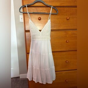 Aerie White Crochet Dress